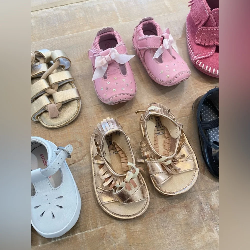 7 baby girl toddler moccasin shoes sandals slide on Stride Rite Baby Gap Romirus